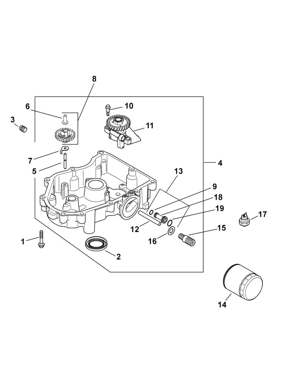 Kohler Sv715-3027 Oil Pan Lubrication Diagram and Parts List for RZT-S42 (17AF2BDS010-17WF2BDS010-17WF2BDS056-17WF2BDS210)(2012) Cub Cadet Lawn Tractor
